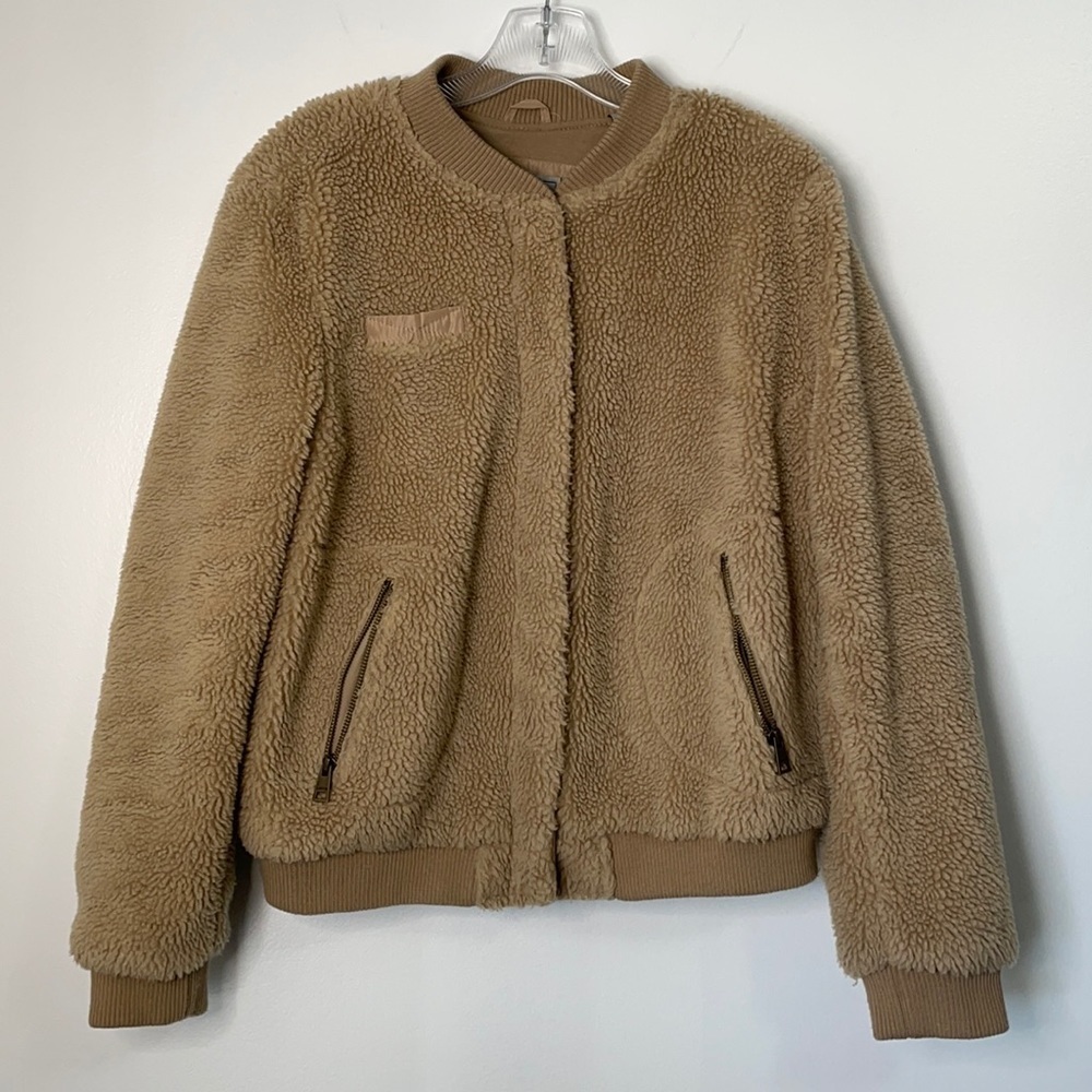 Levi’s Teddy Sherpa Bomber Jacket Camel Size Large - Picture 2 of 12